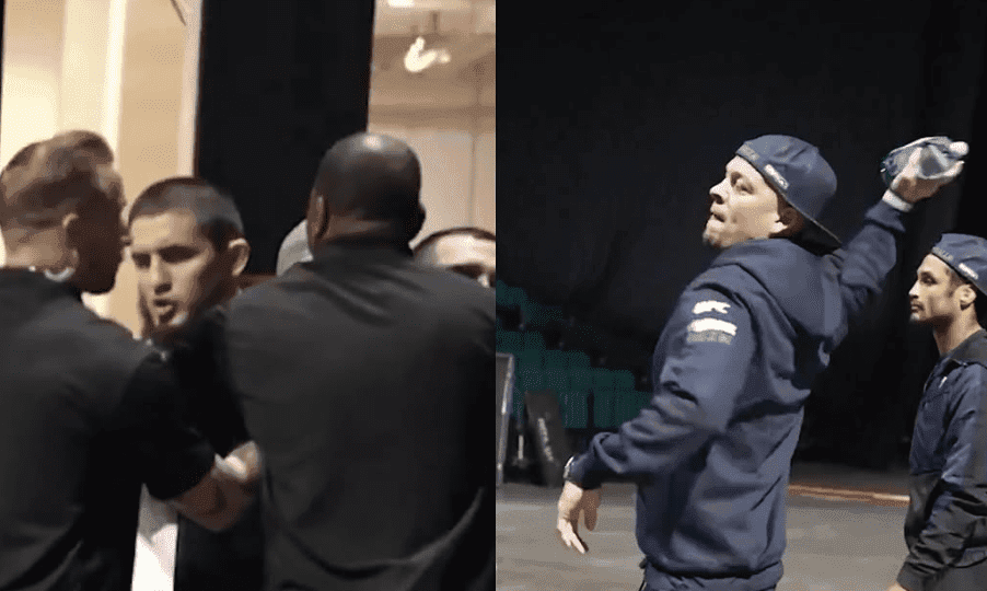 Nate Diaz Throws A Bottle At Islam Makhachev