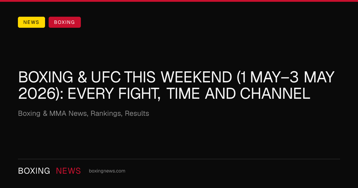 Boxing & UFC this weekend (1 May–3 May 2026): every fight, time and channel