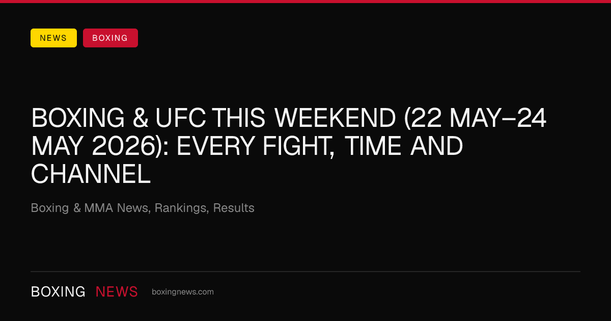 Boxing & UFC this weekend (22 May–24 May 2026): every fight, time and channel