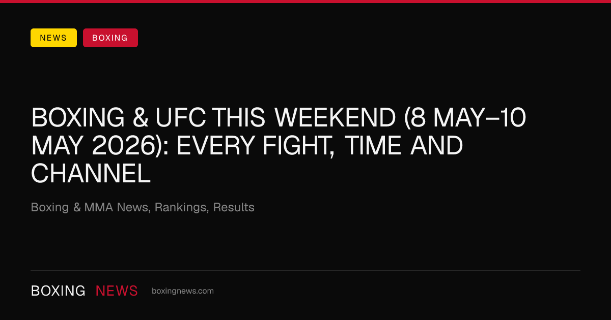 Boxing & UFC this weekend (8 May–10 May 2026): every fight, time and channel