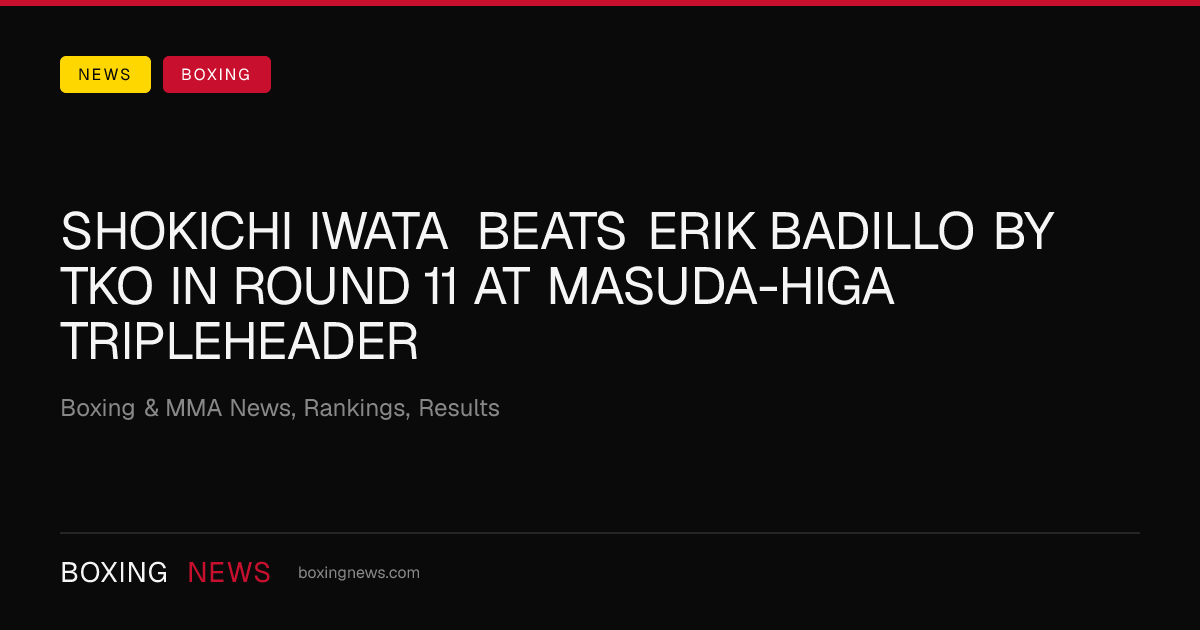 Shokichi Iwata beats Erik Badillo by TKO in round 11 at Masuda-Higa Tripleheader