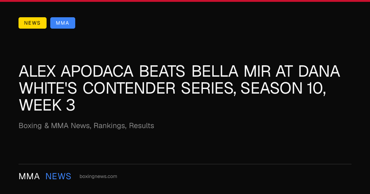 Alex Apodaca beats Bella Mir at Dana White's Contender Series, Season 10, Week 3