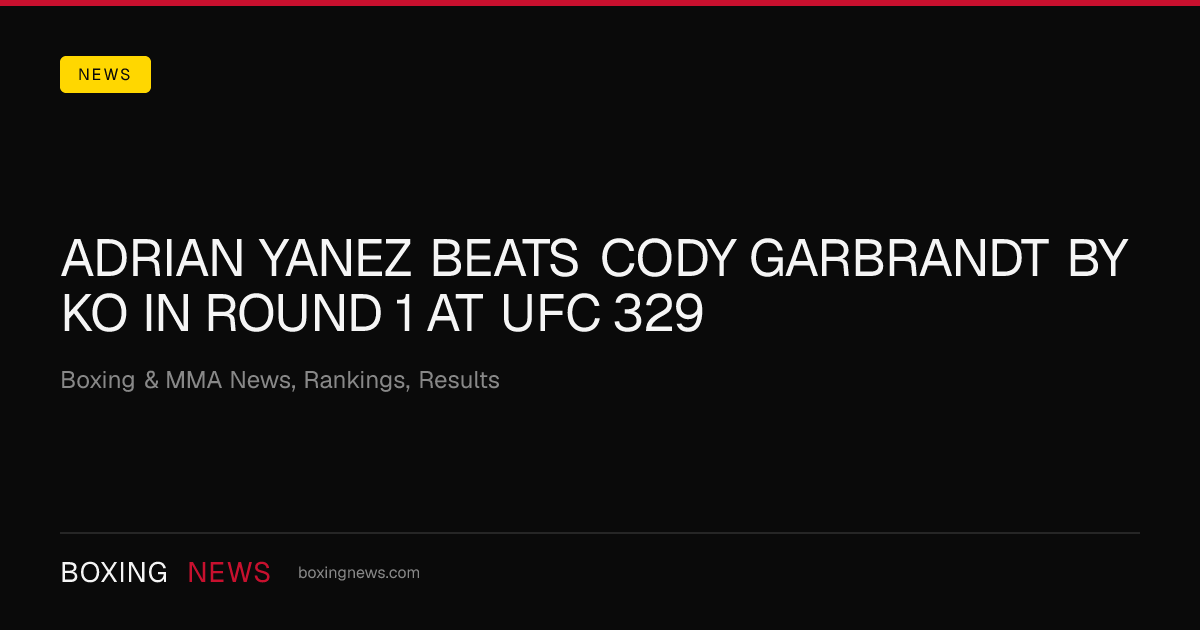 Adrian Yanez beats Cody Garbrandt by KO in round 1 at UFC 329