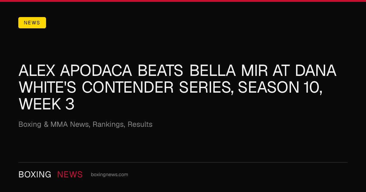 Alex Apodaca beats Bella Mir at Dana White's Contender Series, Season 10, Week 3