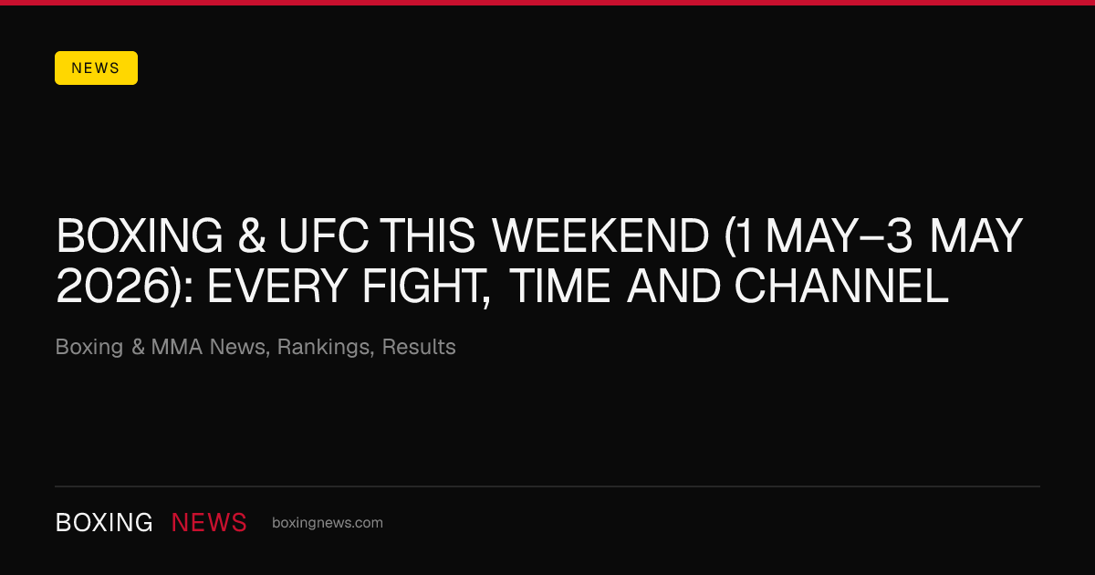 Boxing & UFC this weekend (1 May–3 May 2026): every fight, time and channel