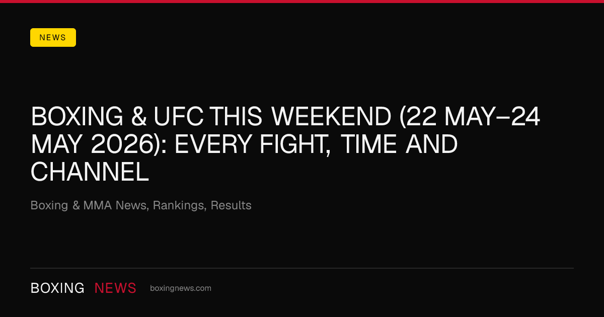 Boxing & UFC this weekend (22 May–24 May 2026): every fight, time and channel