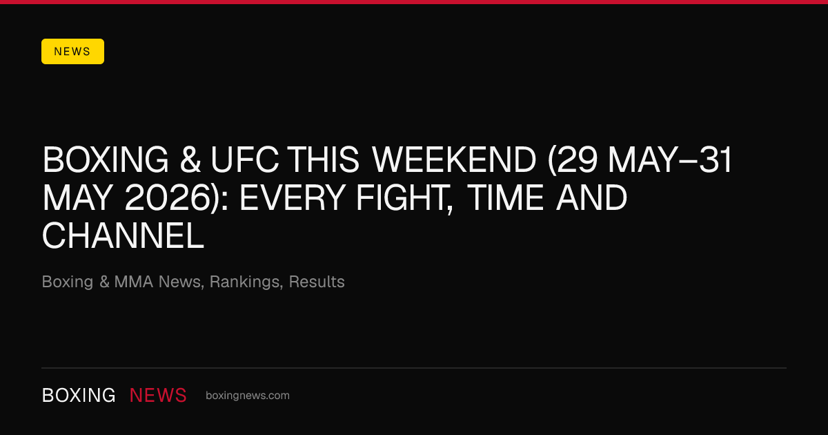 Boxing & UFC this weekend (29 May–31 May 2026): every fight, time and channel