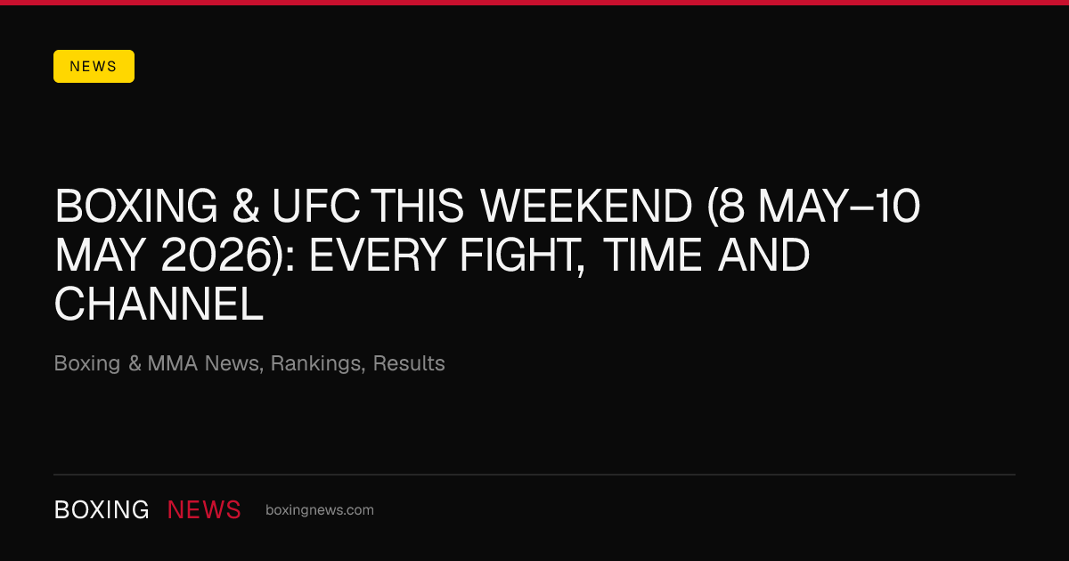 Boxing & UFC this weekend (8 May–10 May 2026): every fight, time and channel