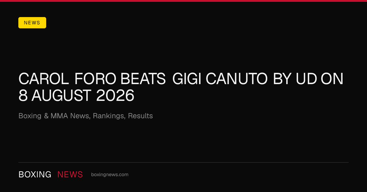 Carol Foro beats Gigi Canuto by UD on 8 August 2026