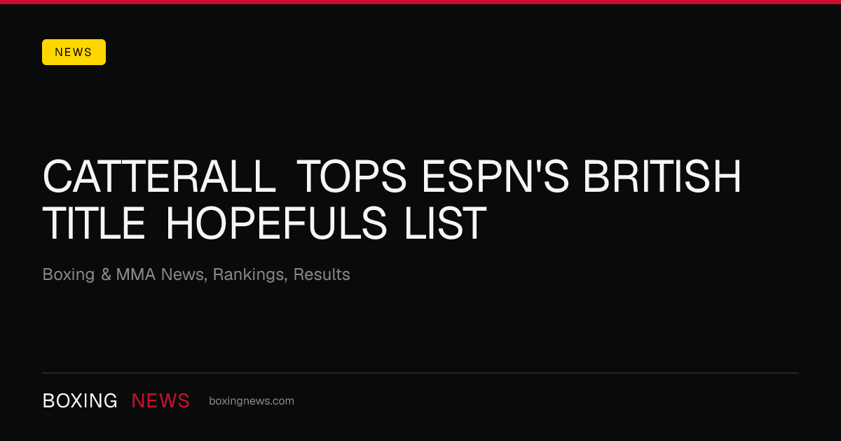 Catterall Tops ESPN's British Title Hopefuls List