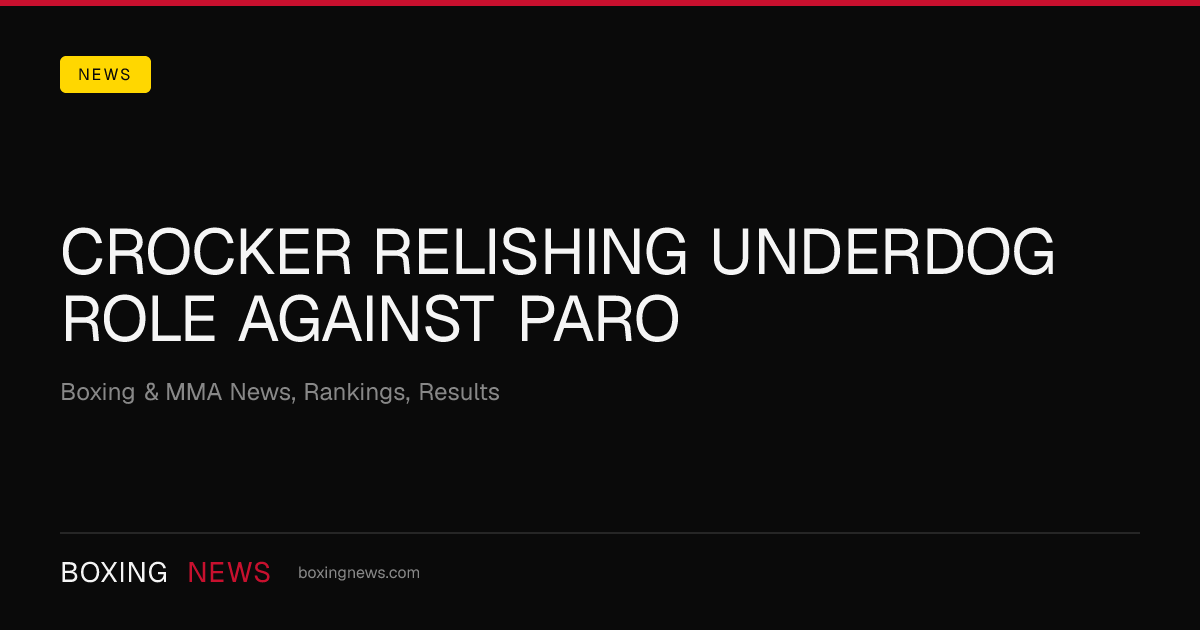 Crocker relishing underdog role against Paro