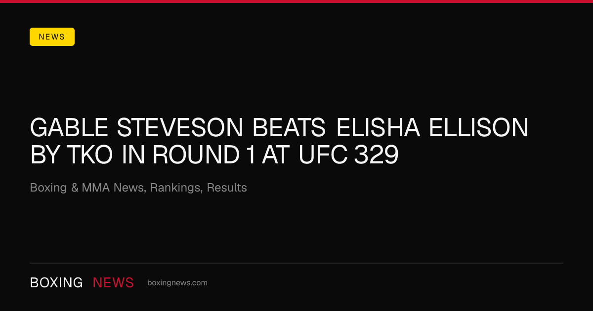 Gable Steveson beats Elisha Ellison by TKO in round 1 at UFC 329