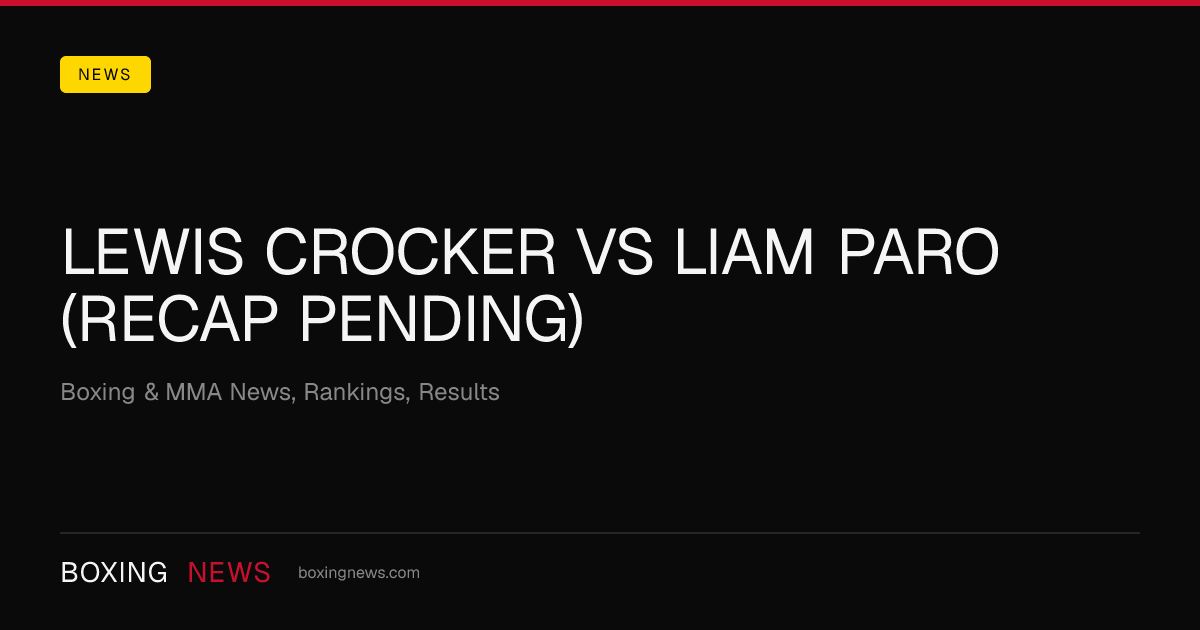 Lewis Crocker vs Liam Paro (Recap Pending)