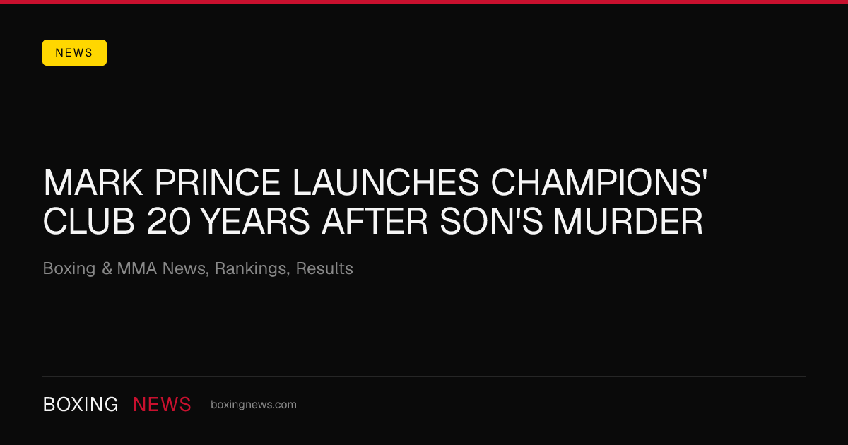 Mark Prince launches Champions' Club 20 years after son's murder