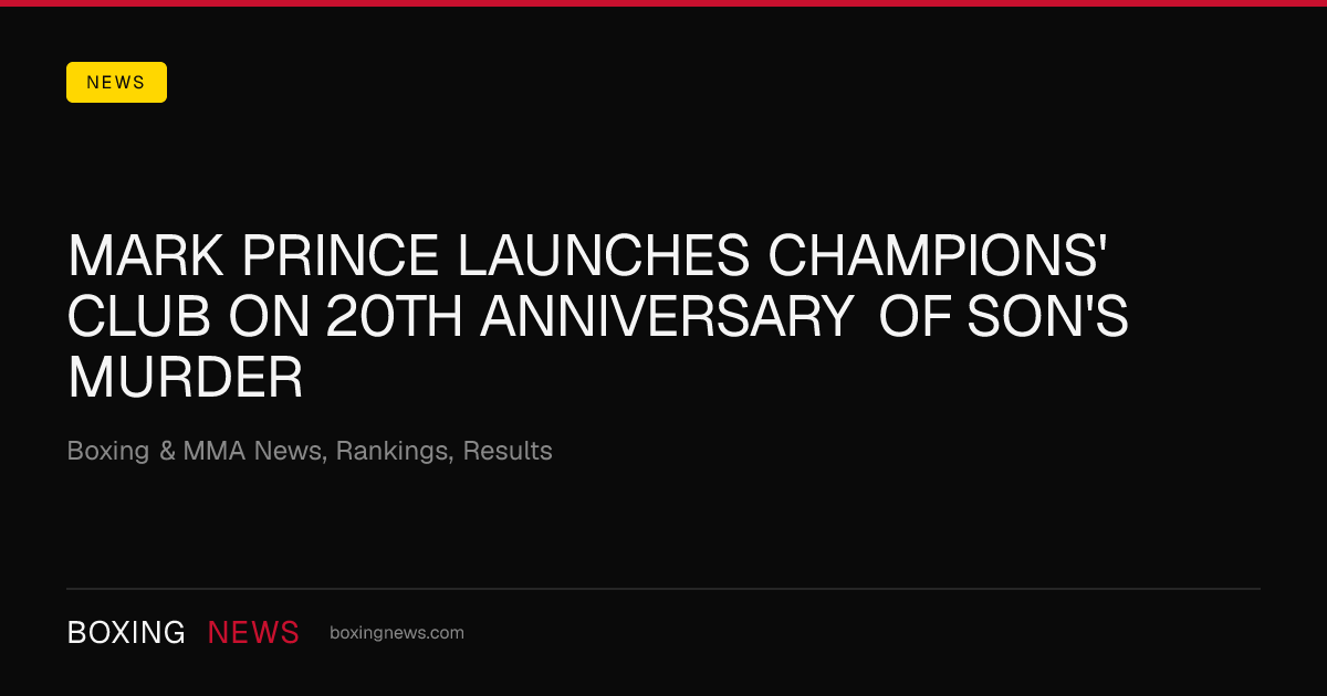 Mark Prince launches Champions' Club on 20th anniversary of son's murder