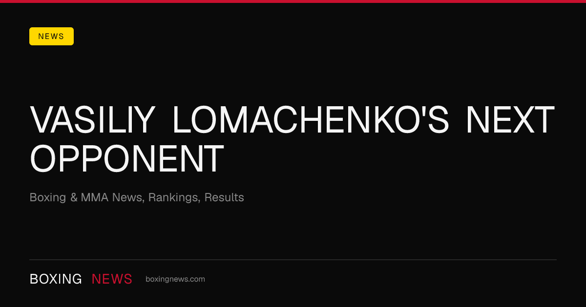 Vasiliy Lomachenko's Next Opponent 