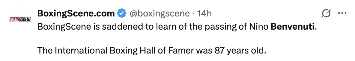 Boxing World Mourns Nino Benvenuti's Passing 2