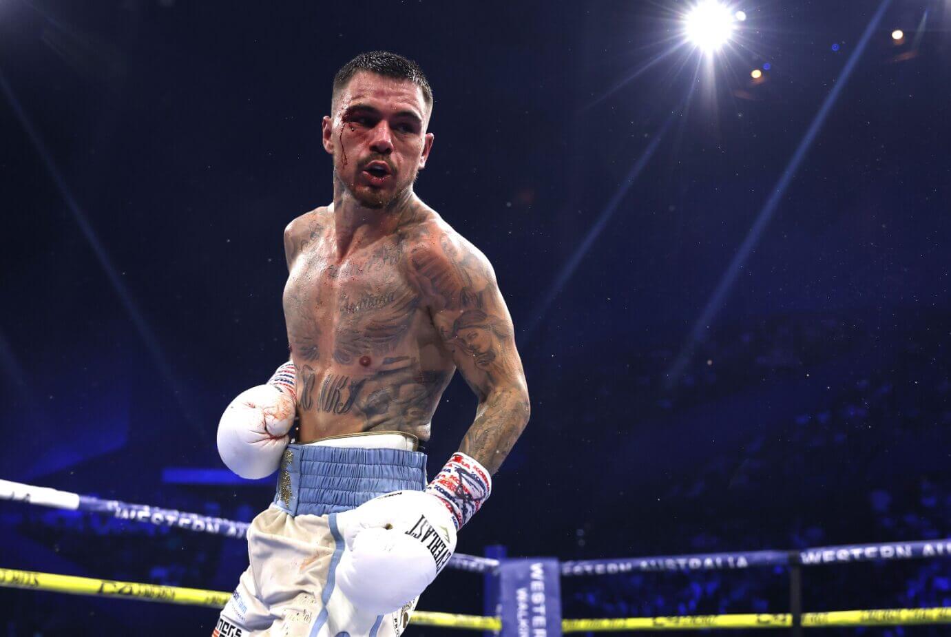 George Kambosos during his defeat to Vasiliy Lomachenko